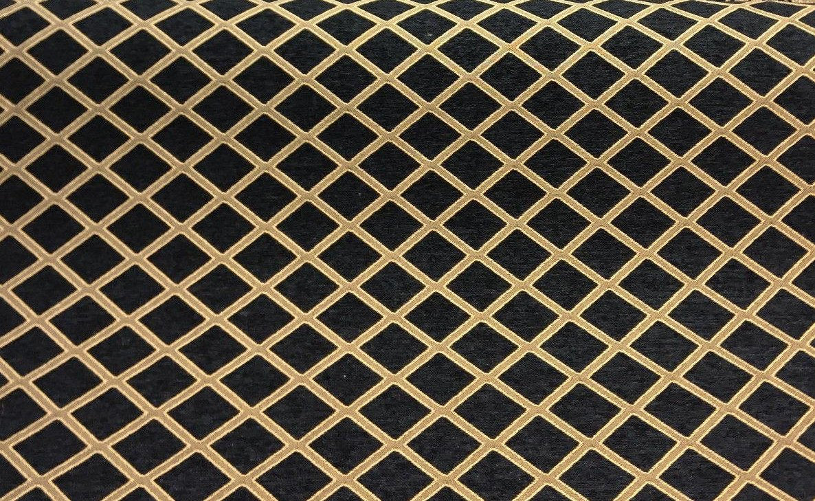 Black & Gold Pattern Damask Diamond Chenille Upholstery Fabric – Affordable  Home Fabrics